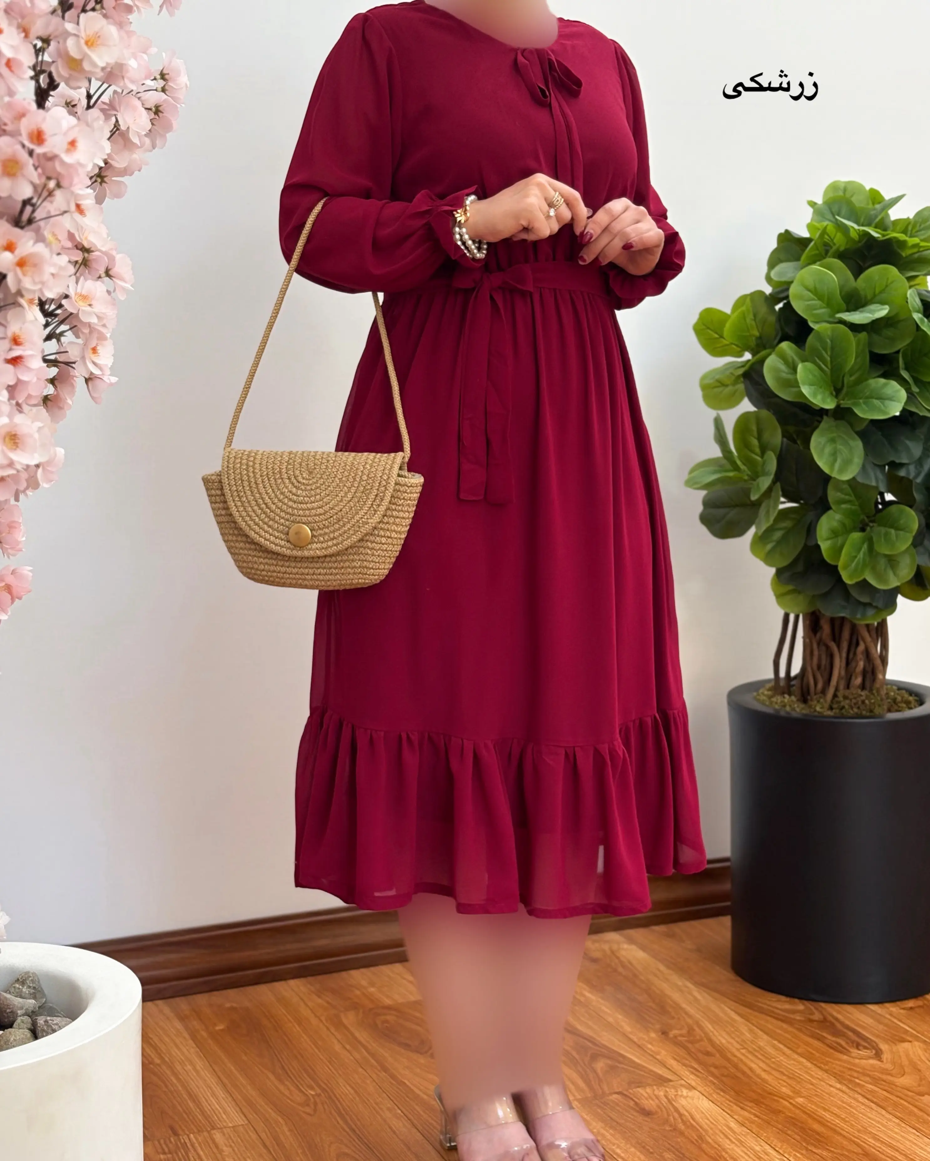 پیراهن حریر یقه بندی ۱